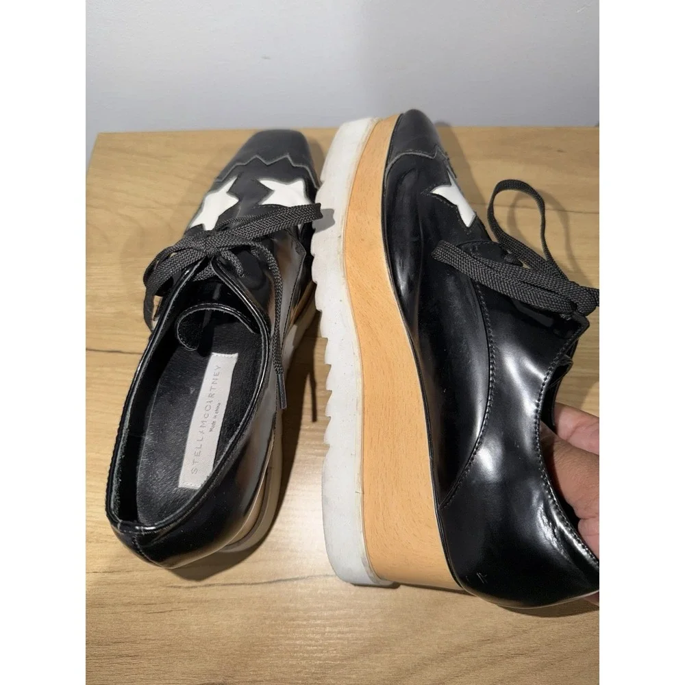 Stella McCartney Platform Star Lace-Up Shoes Black White Women‎ EU 38 L